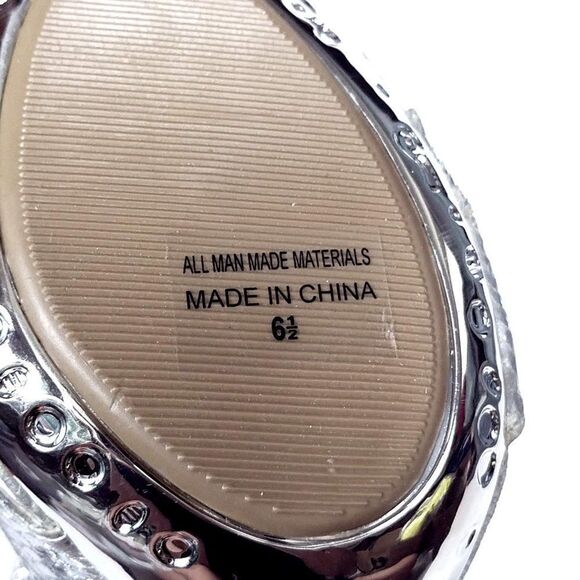 NEW Celeste Metallic Silver Open Toe Studded Stiletto Heels Size 6.5 - Picture 7 of 7